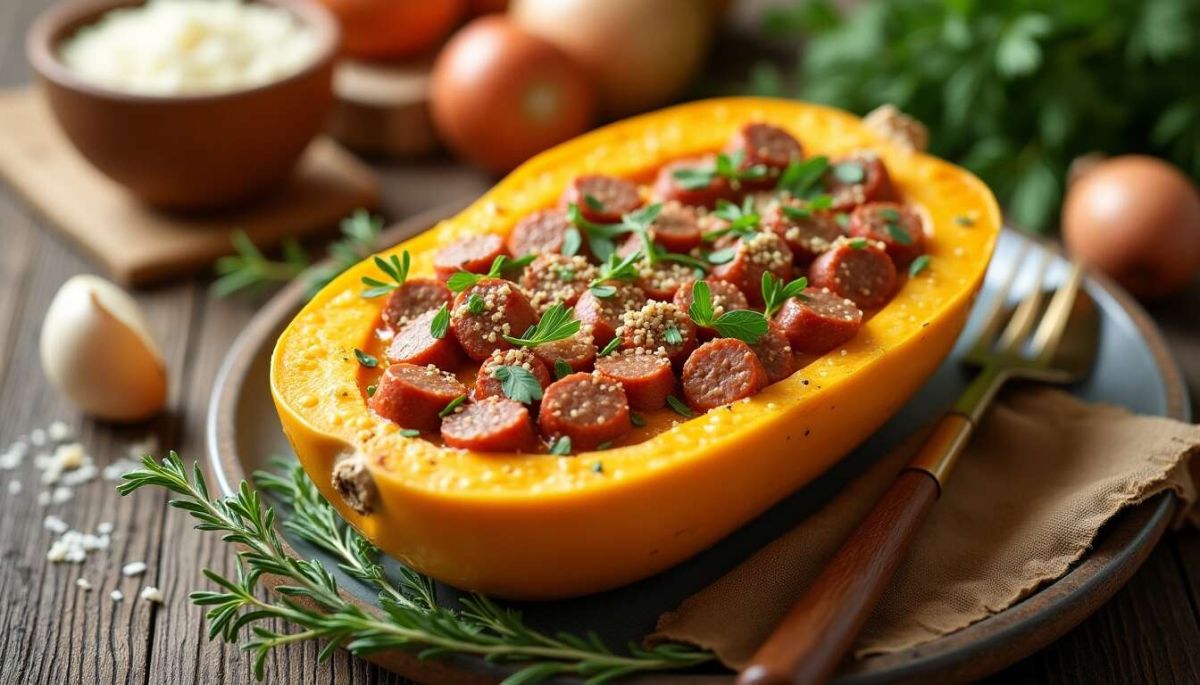 Un délicieux voyage avec la butternut farcie à la chair à saucisse
