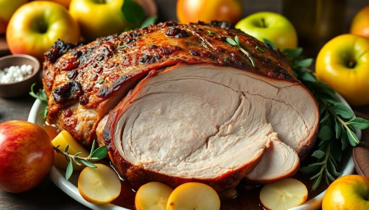 Rôti de porc aux pommes et cidre : recette savoureuse