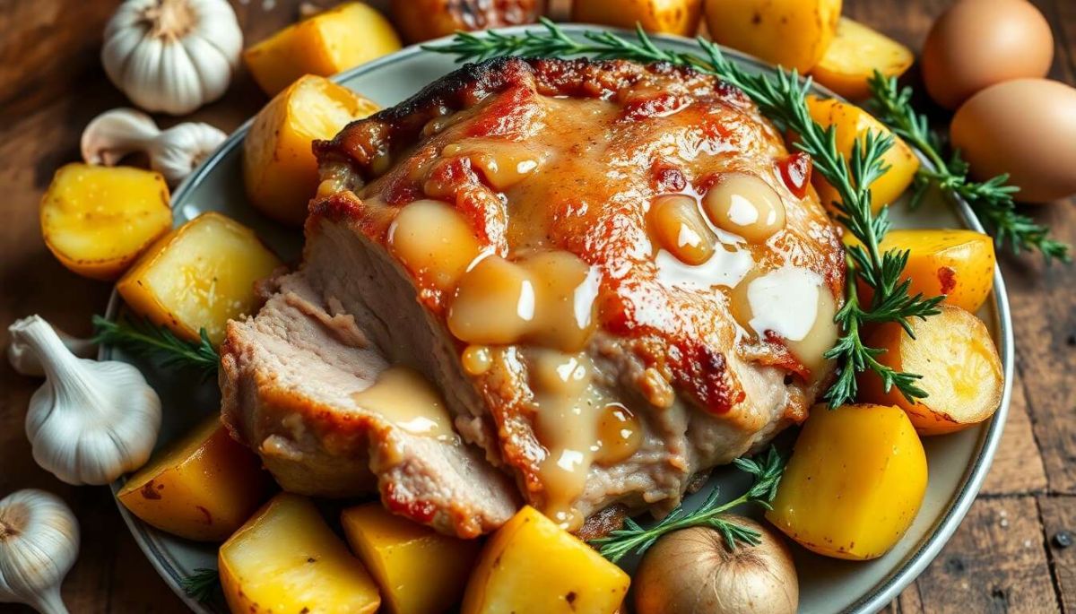 Le rôti de porc au lait et ses pommes de terre fondantes : un délice familial