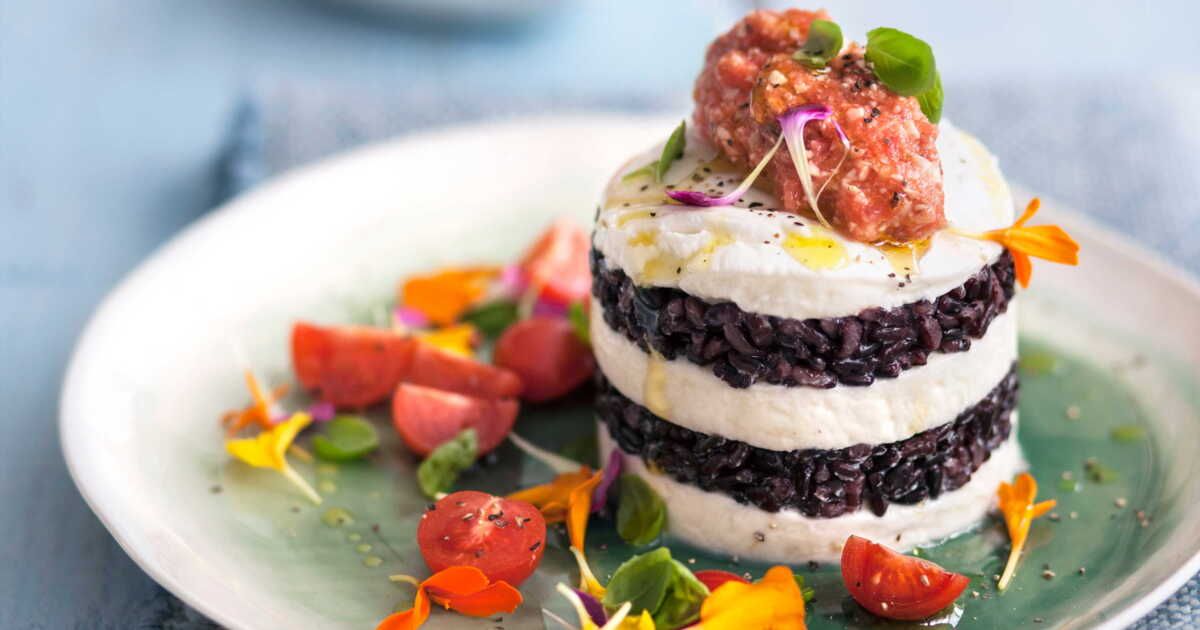 Mille-feuille de buffala au riz noir