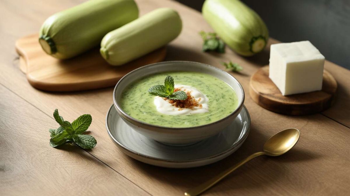 La fraîcheur d'une soupe froide de courgettes à la menthe