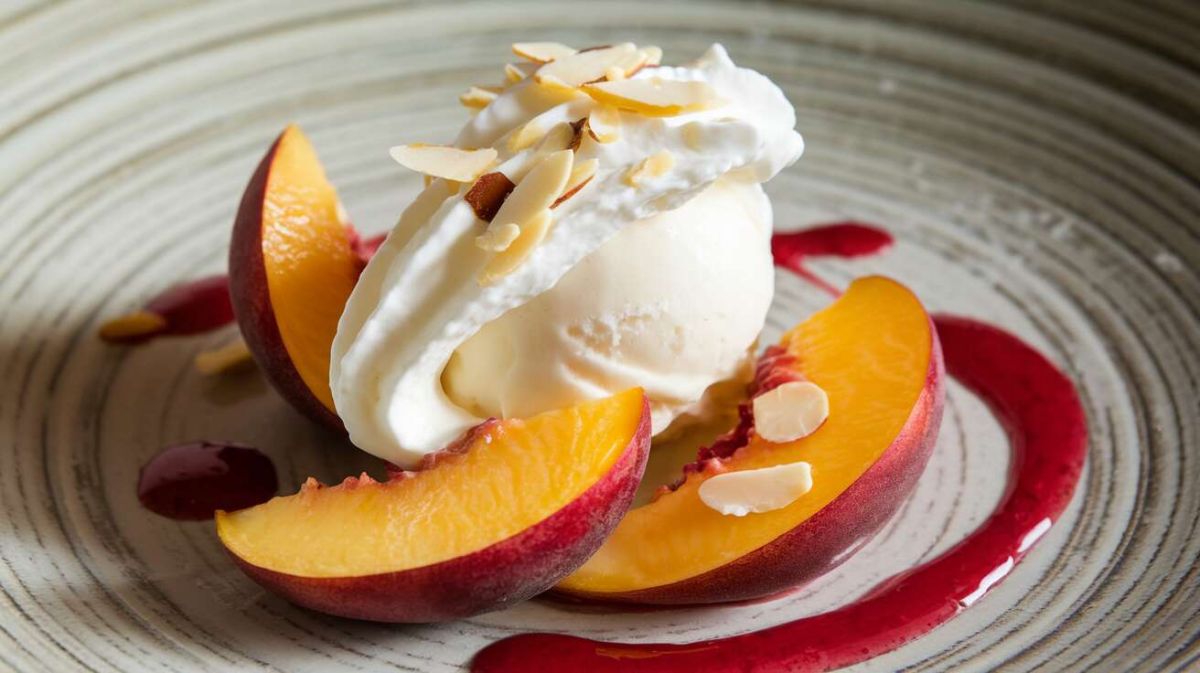 Un dessert élégant : la pêche Melba à la chantilly légère
