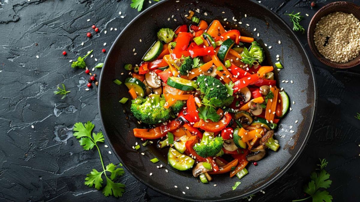 un wok de légumes croquants aux saveurs asiatiques