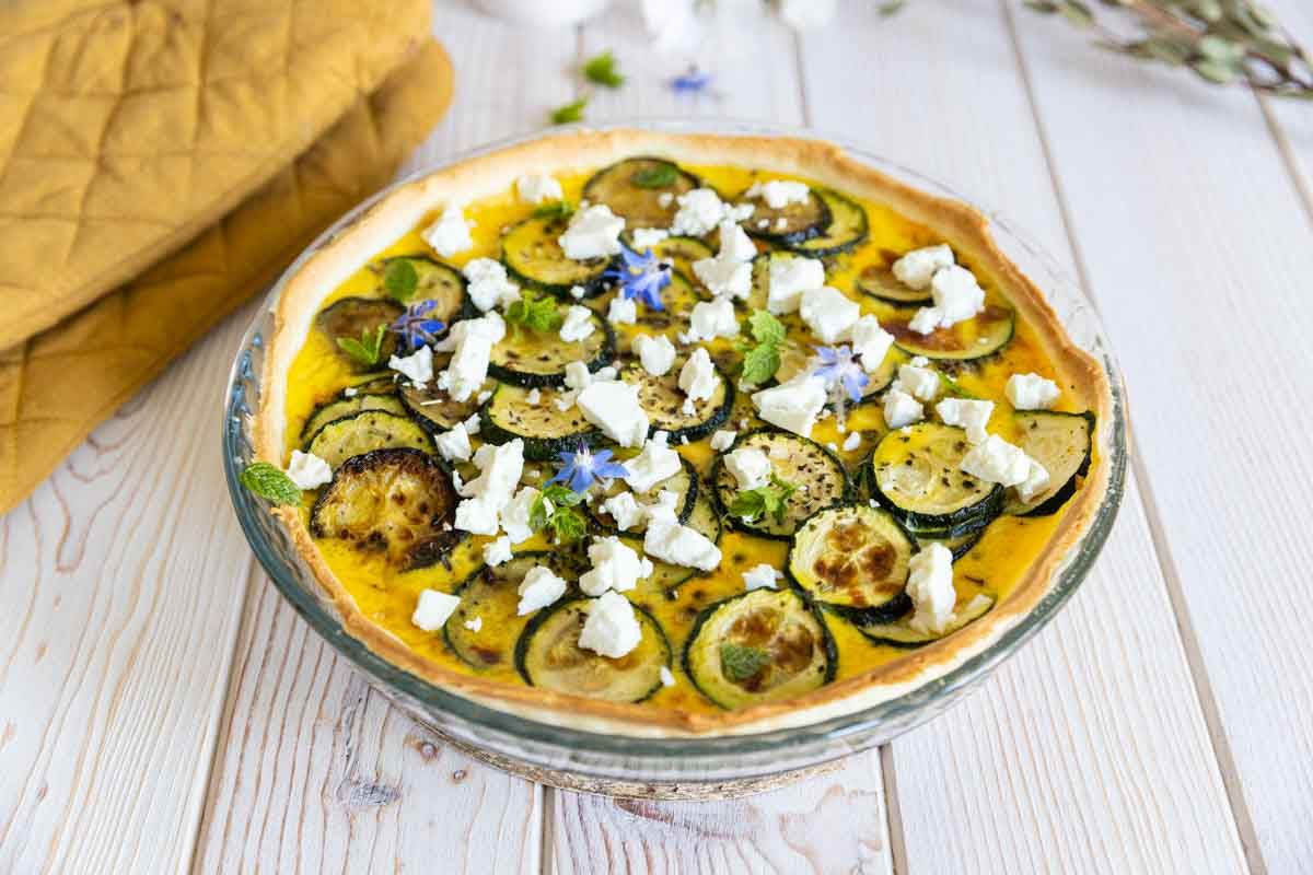 Quiche aux courgettes grillées, feta et menthe
