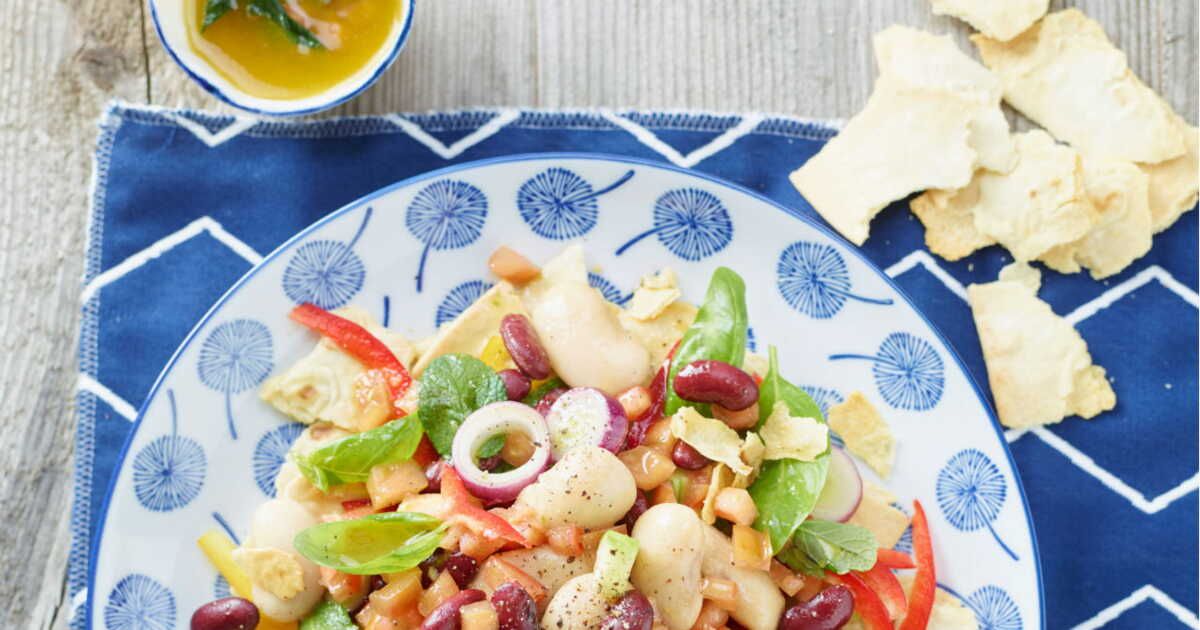 Salade de haricots de Soissons sur tortilla